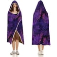 thumbnail image 3 of Tropical Neon Palm Leaves Hooded Blanket Soft Fleece Flannel Blanket All Season Blankets for Bed Decorative 40"x50", 3 of 6
