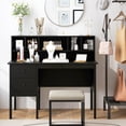 thumbnail image 4 of Costway 48" Computer Desk with Power Outlets Type-C 5-Cubby Hutch & 2 Storage Drawers Black, 4 of 10