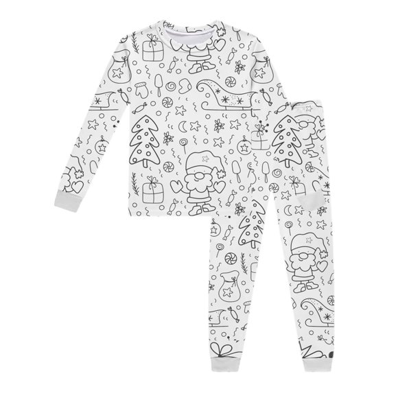 Toddler Boys Pajamas Long Sleeve Top And Pants Doodle Sleepwear For Kids Holiday Family Matching Outfits Animal Robe Men Him Her Robes Set Boys Short Pajamas Train Dinosaur Slippers Wa White 2-3 Years