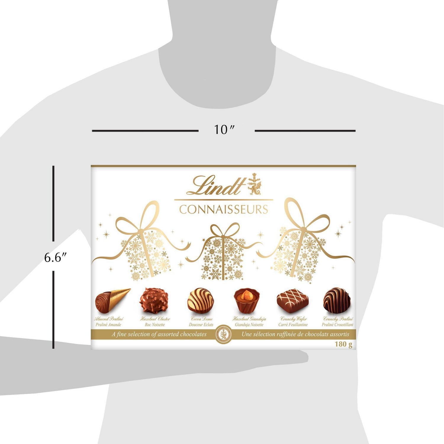 Lindt CONNAISSEURS Winterland Assorted Chocolate Gift Box, 180 Grams, Contains milk, dark and white chocolate pralines.