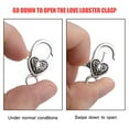 thumbnail image 4 of 20 Pieces Antique Silver Alloy Large Heart Lobster Claw Clasp Jewelry Cord End for DIY Making Necklace Bracelet, 2.6 X 1.5cm, 4 of 7