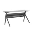 thumbnail image 2 of Emma + Oliver Heavy-Duty Flip Top Training Table with Nesting Design, Privacy Panel, Y-Legs, 1" Gray Tabletop, Gray Metal Frame - 60" x 24", 2 of 13