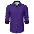 thumbnail image 7 of Stamzod Button Up Shirt Men Business Casual Color Block Long Sleeve Office Dress Shirts Men's Clothing Purple S, 7 of 7