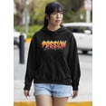 thumbnail image 2 of Passion Slogan W Flames Hoodie Women - Women Hoodie, Black, Small, 2 of 4