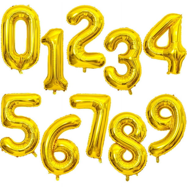 Globos de aluminio con números para niños y adultos, globo de helio con figuras de Números de Oro rosa y plata, decoración de cumpleaños y boda, suministros para fiestas, 32/40 pulgadas