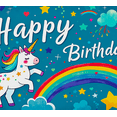 thumbnail image 4 of Colorful Unicorn Themed Happy Birthday Banner Background Backdrop Party Supplies Decorations for Birthday Parties Photography Props Kids Celebrations, 4 of 8