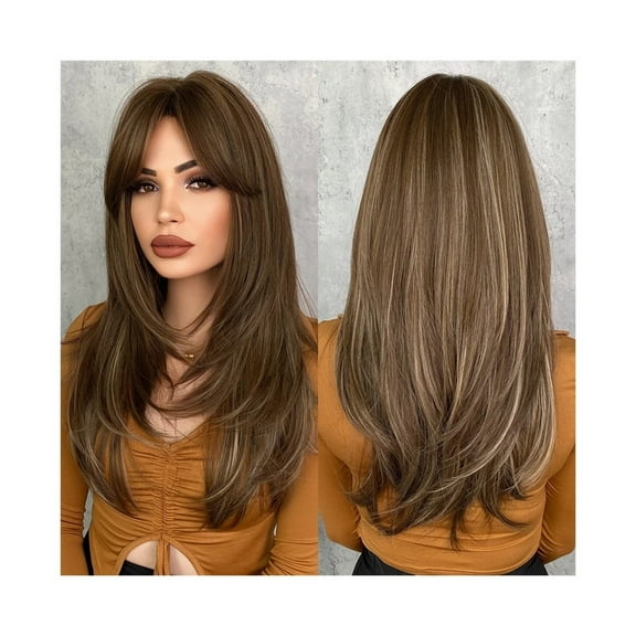 Long Straight Honey Blonde Wig Synthetic Layered Wigs for Daily Use Heat Resistant Fiber