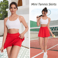 thumbnail image 5 of Only Moment Flowy Shorts for Women Polyester,Spandex Yoga Shorts Basic Versatile Stretchy Flared Pleated Skater Mini Skirts Tennis Skorts for Wowomen Red,XL, 5 of 6