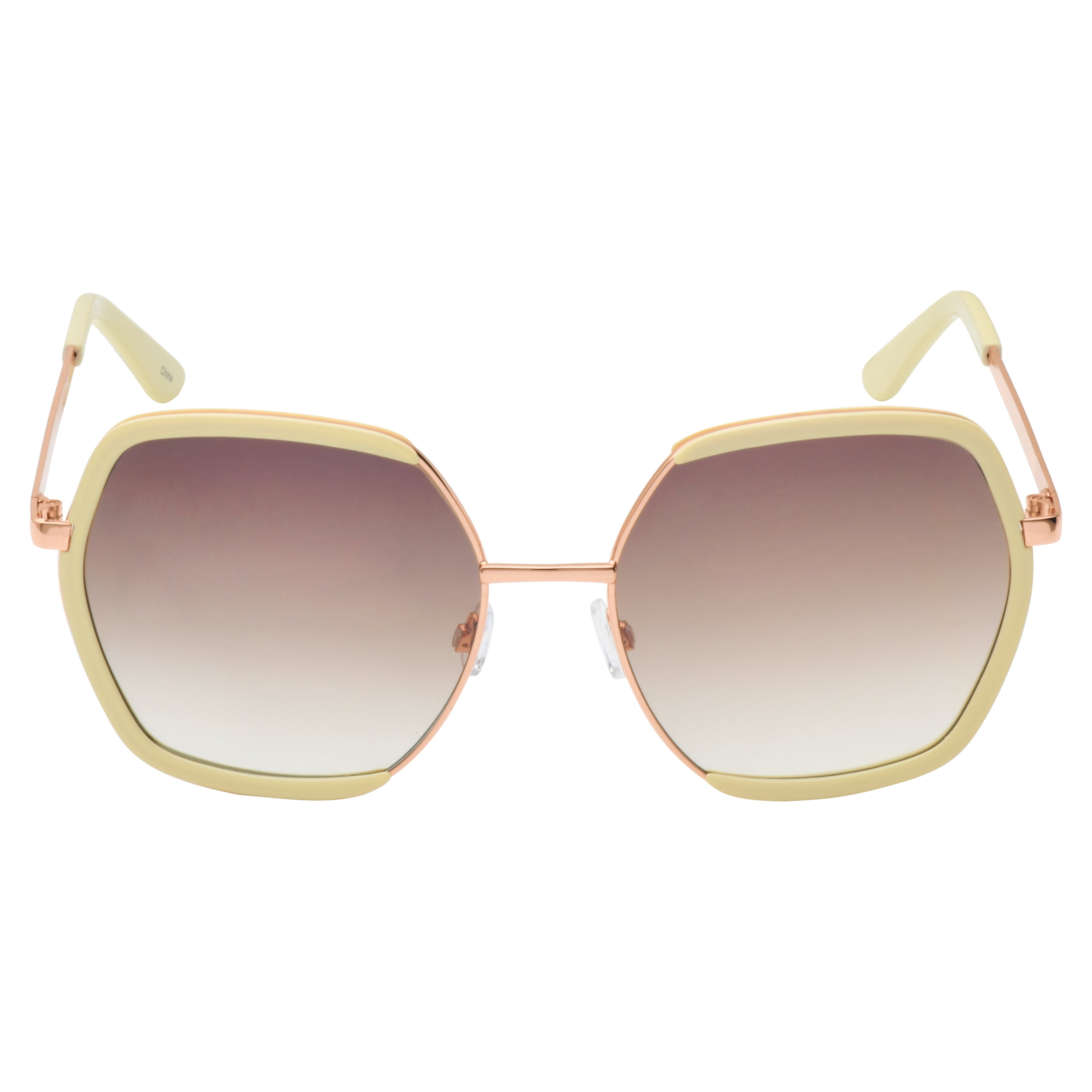 Nanette Lepore Women's NN382 Metal UV400 Protective Geometric Hexagonal Fashion Sunglasses, 63mm