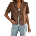 thumbnail image 2 of QINGFSAP Womens Short Blazer Short Sleeve Lapel Casual Business Jacket, 2 of 9