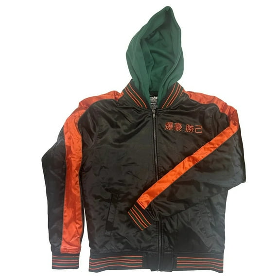 atsuko My Hero Academia Katsuki Bakugo Hooded Bomber Jacket Men's Size Small