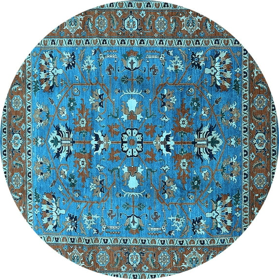 Ahgly Company Indoor Round Oriental Light Blue Industrial Area Rugs, 3' Round
