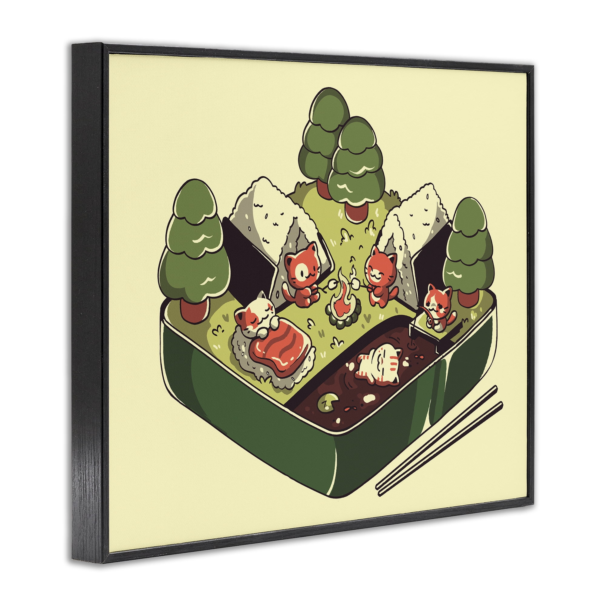 Stupell Industries Kawaii Sushi Camp Bento Black Framed Giclee Art, design by Tobe Fonseca