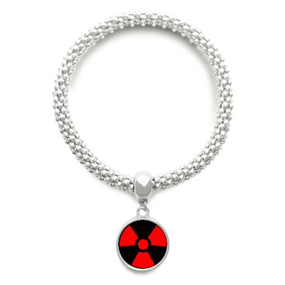 Red Dangerous Checal Toxic Radiation Symbol Sliver Bracelet Pendant Jewelry Chain Adjustable