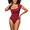 Burgundy, variant on Eternatastic Women's Short Sleeve Tummy Control Bodysuits Sexy One Piece Square Neck Bodysuits
