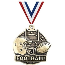 Football Medals, 2" Gold Diecast Football Medal Award 1 Pack