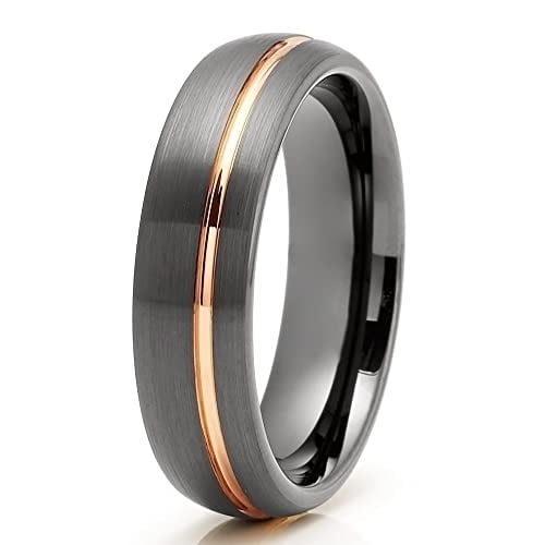 Gunmetal Wedding Ring,Rose Gold Tungsten Ring,6MM Wedding Ring,Gunmetal Wedding Band,Tungsten Carbide Ring