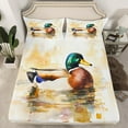 thumbnail image 2 of Manfei Mallard Duck 4-Piece Full Size Sheets,Rustic Animal Bed Sheets,Gradient Watercolor Lightweight Sheet Sets,Wildlife Room Decorative, 2 of 7