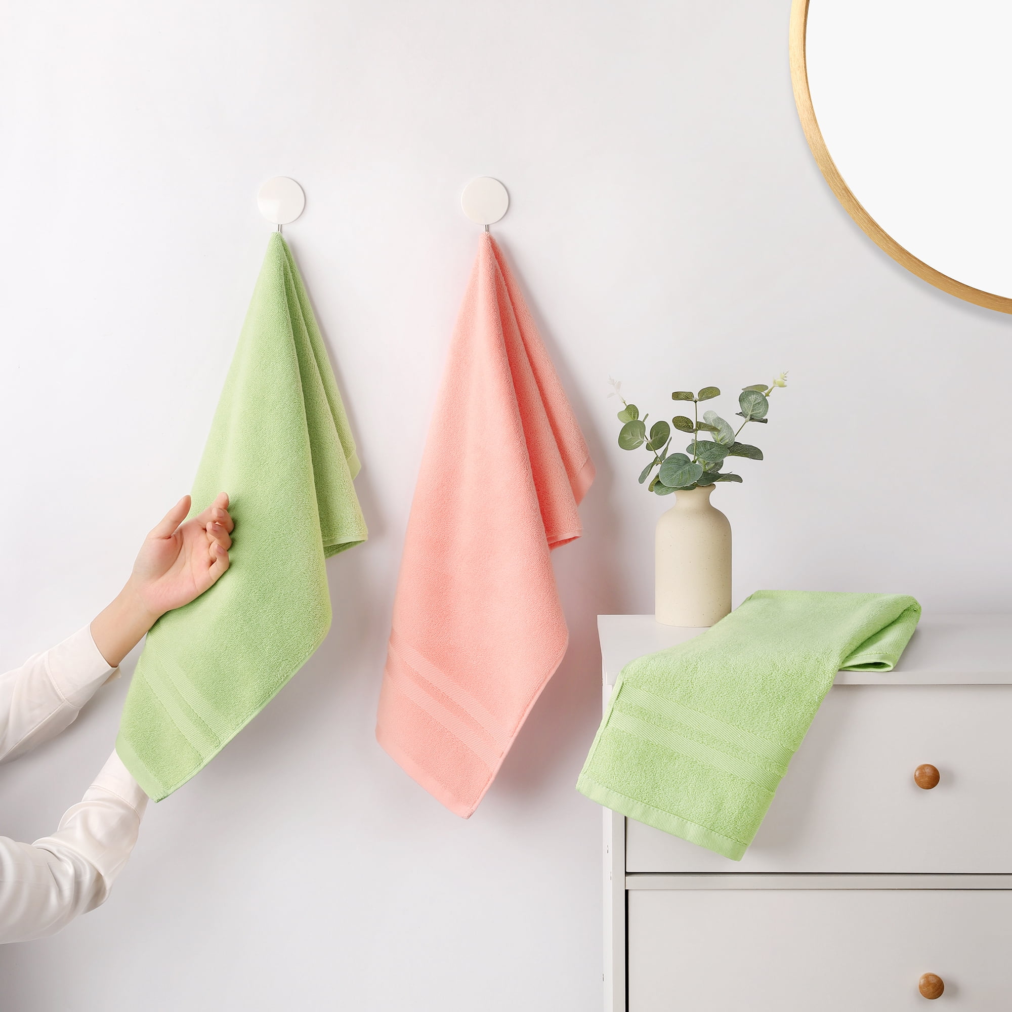 Unique Bargains Striped Hand Towels Cotton Soft Absorbent Towel Brown 4-Piece