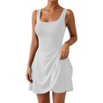thumbnail image 4 of IWRICH Women's Athletic Dress with Built-In Shorts Workout Tennis Golf Active Wear U Neck A-Line Dresses WH2 XL, 4 of 8