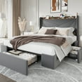 thumbnail image 6 of Amolife Full Size Storage Bed Frame with Charging Station & 3 Drawers, Velvet Platform Bed with Upholstered Wingback Headboard, Gray, 6 of 14