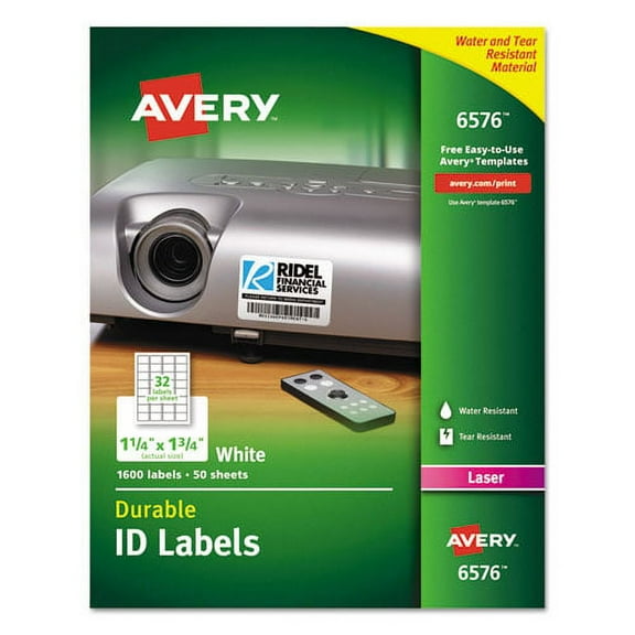 "Durable Permanent Id Labels With Trueblock Technology, Laser Printers, 1.25 X 1.75, White, 32/sheet, 50 Sheets/pack | Bundle of 5 Packs"