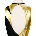 thumbnail image 6 of iiniim Womens Shiny Gymnastics Leotard Metallic Contrast Color Long Sleeve Bodysuit Performance Gold XL, 6 of 7