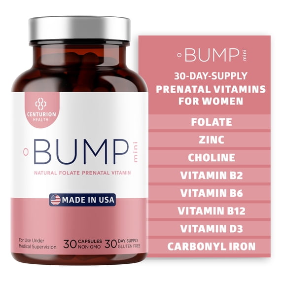Bump Mini Complete Prenatal Vitamins for Women, 30 Caps