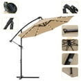 thumbnail image 6 of 10 FT Outdoor Umbrella with Stand, Solar LED Patio Outdoor Umbrella Hanging Cantilever Umbrella Offset Umbrella, Hanging Market Umbrella with Cross Bases, 24 LED Lights, Easy Open Adjustment, Q14892, 6 of 7
