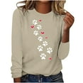 thumbnail image 2 of Spring Tops for Women Womens Tops under $5 Spring Trendy Women's Printed Round Neck Pullover Long Sleeved Casual Tops Brown XXXL, 2 of 4