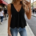 thumbnail image 2 of Womens Solid Color Tank Top V Neck Tops Cami Tank Tops Hem Tie Back Sleeveless Backless Shirts Black, 2 of 9