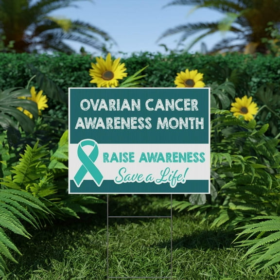 Ovarian Cancer Awareness Yard Sign, 18x12, 24x18, 36x24, H-Stake Included, v3