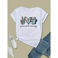 thumbnail image 2 of [Soft Graphic Tee] Soft & Comfortable Women's Peace Love Dogs Graphic Tee | Short Sleeve Crewneck T-Shirt, White Casual Summer Top with Colorful Paw Print Design, 2 of 7