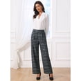 thumbnail image 2 of DARING DIVA Women's Plaid Vintage Wide Leg Trousers for Work Large Dark Blue, 2 of 7