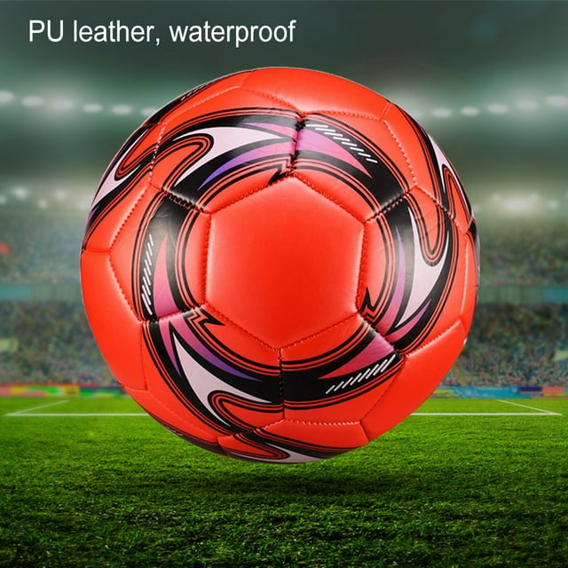 Ballon de Soccer Cousu à la Machine Compétition Ballons de Soccer Professionnels Cuir Anti-Pression Cousu à la Machine Taille 5 Accessoires de Sport Portables Extérieurs Rouge