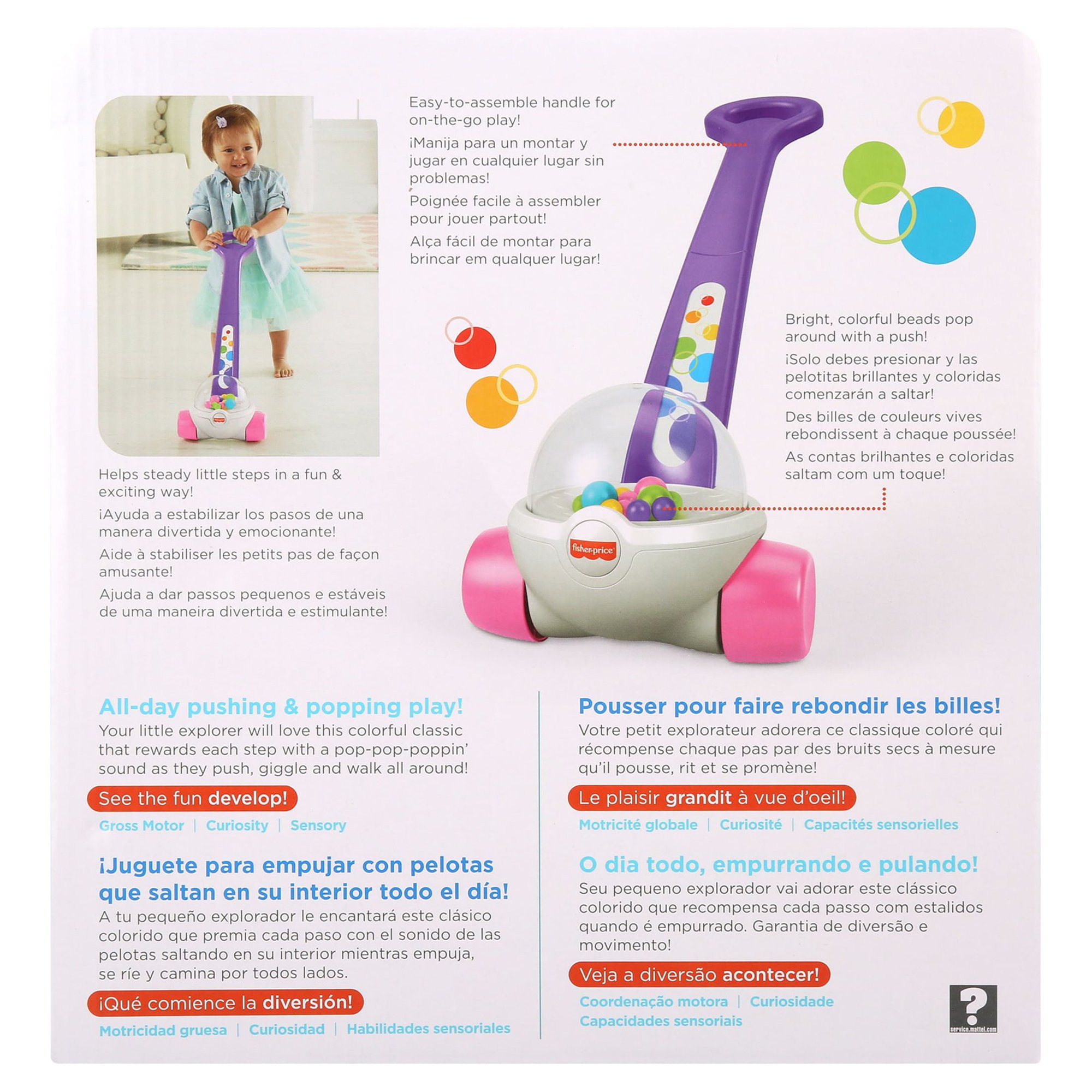 Fisher-Price Corn Popper 2-Piece Handle Push Toy, Purple Walmart Exclusive