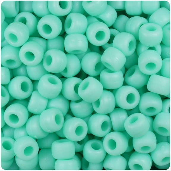 BeadTin Sea Foam Matte 9mm Barrel Pony Beads (500pc)