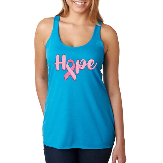 Wild Bobby, Hope Pink Ribbon Support Brave Fight, Breast Cancer Awareness, Women Tri-Blend Racerback Tank Top, Vintage Turquoise, X-Large