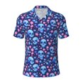 thumbnail image 2 of Daiia Blue Skull Flower Pattern Men’s Polo Shirts,Solid Deck Shirt,Classic Fit, Breathable Cotton Polo for Casual and Sport Wear-X-Large, 2 of 7