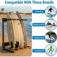 thumbnail image 2 of MyGift 4-Ft Tall Rustic Burnt Wood Freestanding Vertical Surfboard Rack, Wakeboard SUP Paddleboard Storage Rack - Holds up to 4 Boards, 2 of 5