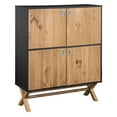 thumbnail image 2 of Manhattan Comfort Rustic Mid-Century Modern Barclay 49.4" High Dresser Cabinet in Dark Grey and Natural Wood (CS92009), 2 of 8