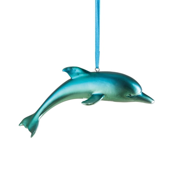 Iridescent Blue DOLPHIN Coastal Christmas Ornament by Gallerie II