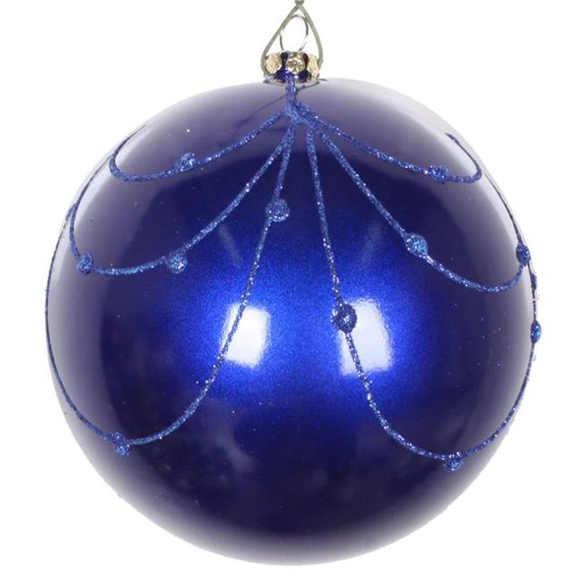 Vickerman MT194522D Rideau Ornemental 4 Po. Bleu Cobalt Bonbon - 4 par Sac