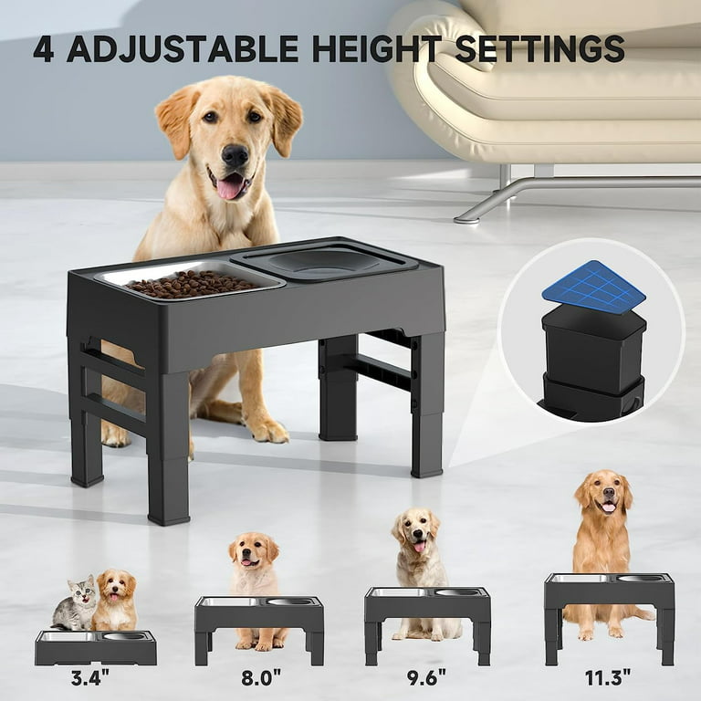 ELS PET 2-in-1 Elevated Dog Bowls 4 Height Adjustable Raised Dog
