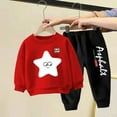 thumbnail image 2 of Gpaecead Kids Toddler Boys Girls Long Sleeve Crewneck Top Sets Solid Multi-Color Hoodie and Pants Set Casual Hoodie Winter Hoodie and Sweatpants Set Red, 2 of 4