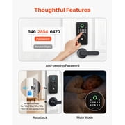 KFFKFF Fingerprint Door Lock Set, Electronic Biometric Deadbolt with Handle, Ergonomic Grip Design, Keyless Entry, Auto Locking, Temporary Code, Privacy Protection, Matte Black