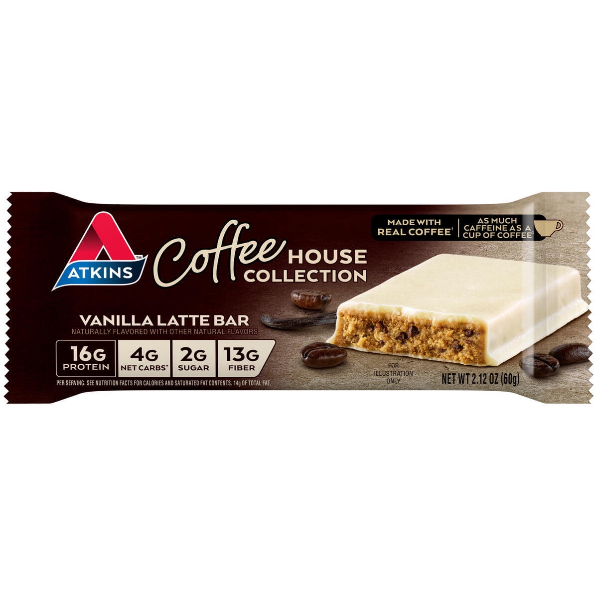 (3 pack) Atkins Protein-Rich Meal Bar, Coffee House Vanilla Latte Bar, Keto Friendly, 5 Count
