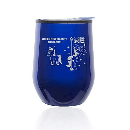 

Stemless Wine Tumbler Coffee Travel Mug Glass with Lid Respiratory Therapist Superstar Unicorn Funny (Blue)