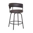 thumbnail image 2 of Home Square 3 Piece 26" Gray Faux Leather Swivel Barstool Set in Black, 2 of 5