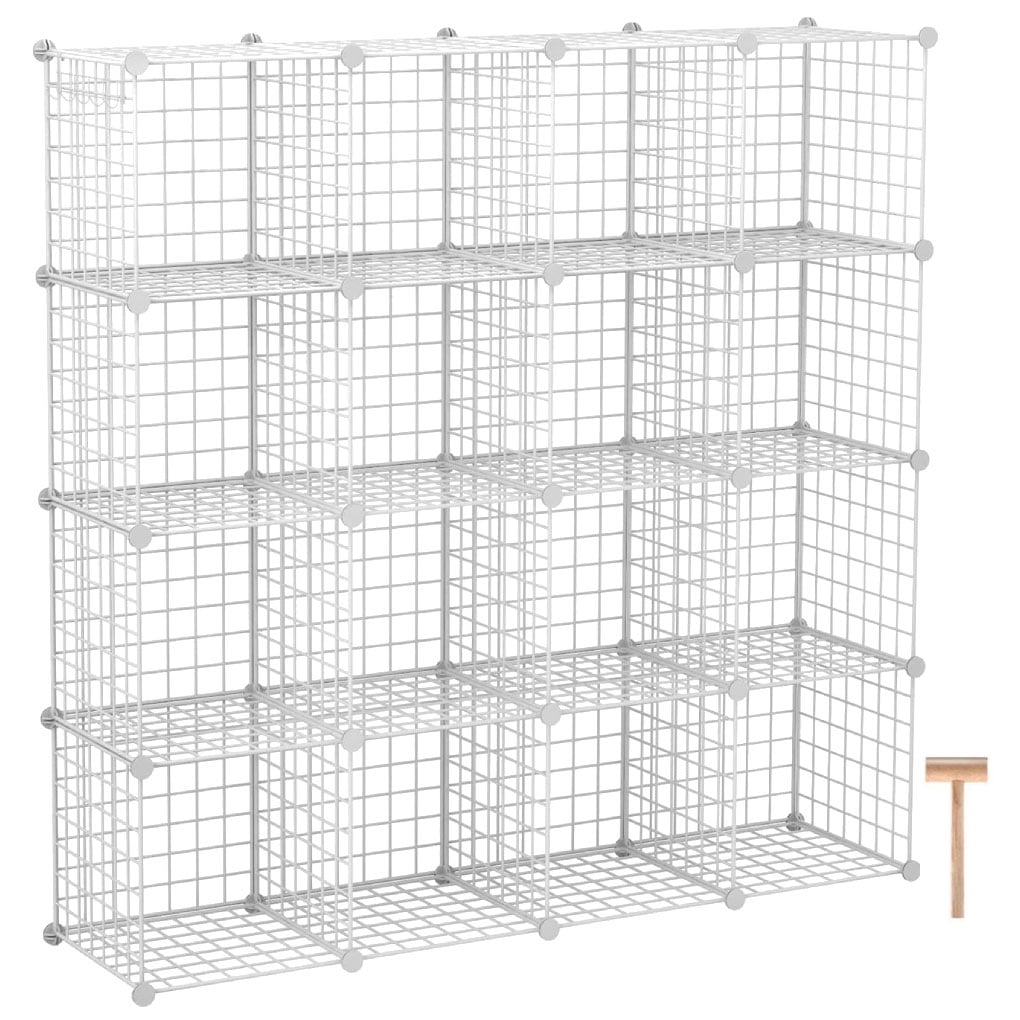 Wrea 4 Tiers Cube Storage Organizer Iron Mesh Storage Shelves Home